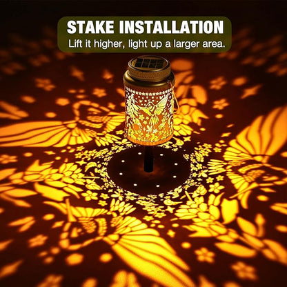 Cooo 6 Pack Solar Lanterns Outdoor Waterproof Hummingbird Red_Sage Solar Pathway Lights Landscape Path Christmas Gifts for Women Mom Grandma for Outdoor Table Lamps Garden Yard Backyard Decor -Gold