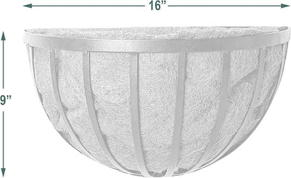 Arcadia Garden Products 1527 Half Round Wall Mounted Hanging Planter Basket with Coco Liner 16"