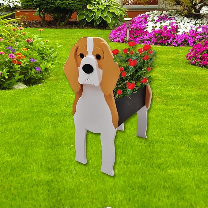 Beagle Dog Planter Plant Pots,Cute Dog Flower Planter,Gifts for Pet Lovers,Unique Animal Plant Pots,Office,Indoor Outdoor Garden Decor(9.45 * 6.77 * 13.46in