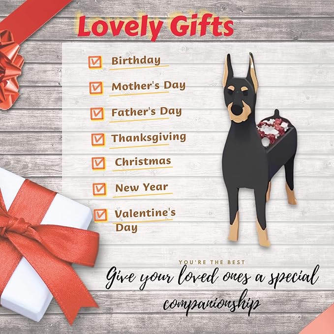 Doberman Dog Planter Plant Pots,Cute Dog Flower Planter,Gifts for Pet Lovers,Unique Animal Plant Pots,Office,Indoor Outdoor Garden Decor(9.45 * 5.28 * 13.58in)