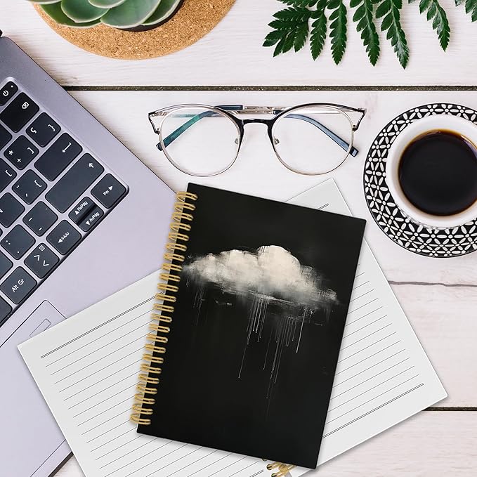 XPH Gothic Cloud Spiral Notebook, Dark Academia Journaling Notebooks for Women, Goth Moody Aesthetic Hardcover Journals for Writing 160 Pages 5.5 x 8.3 Inch, Gothic Office Supplies