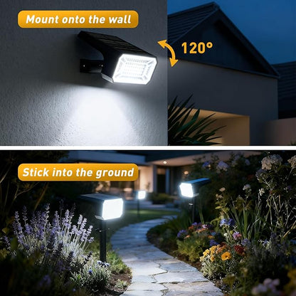 Solar Spot Lights Outdoor Waterproof IP65, [12 Pack/100 LED/4 Modes] 2-in-1 Solar Landscape Spotlights, Auto On/Off High Lumens Spot Lights for Outside Yard Garden Pathway(Cool White)