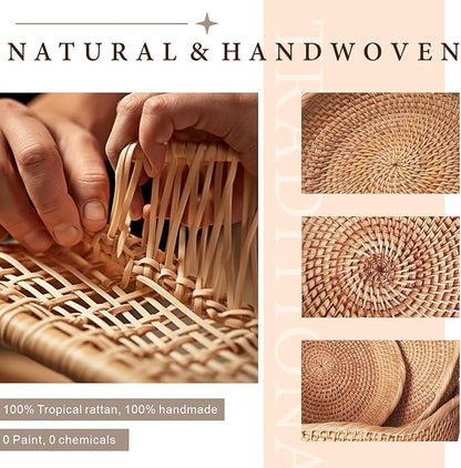Rattan Bread Baskets for Serving, Hand Woven Food Baskets, Natural Wicker Fruit Basket for Kitchen Counter, Decorative Bread Baskets for Gifts, Snacks, Candies, Nuts, Keys, Wallets, Etc.(Wave-Combo)