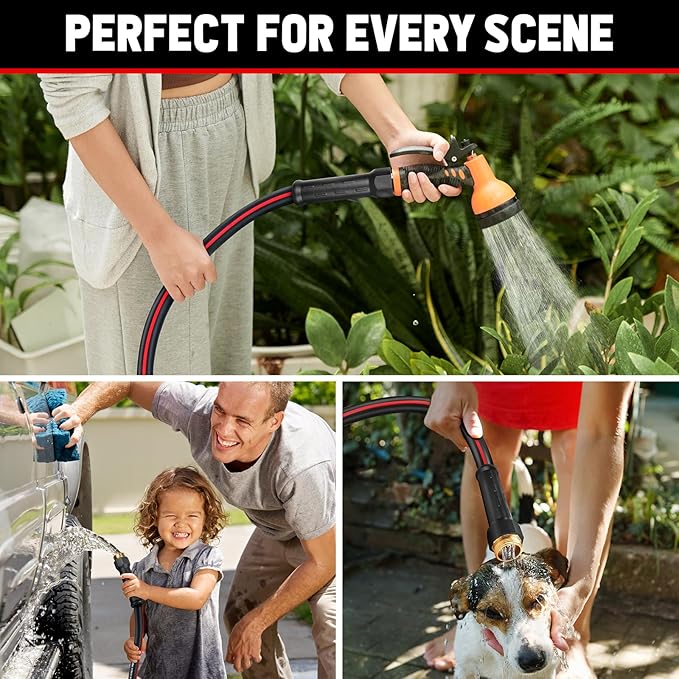 Short Garden Hose 10ft x 5/8", NON-EXPANDABLE Heavy Duty Premium Flexible Water Hose, No Kink, Leakproof, Lightweight Hybrid Hose with Male to Female Fittings for Household&Backyard