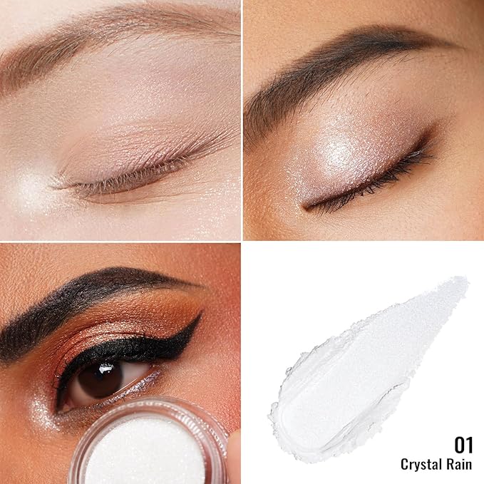 Oulac Shimmer White Cream Eyeshadow Primer| Highlighter Waterproof & Long Lasting Glitter Eyeshadow Natural Color Eye Shadow for Women 6g (01)