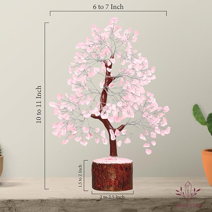 ZENFULSTONE Rose Quartz Crystal Tree of Life for Love & Healing Décor for Home and Office | Handmade Bonsai for Emotional Support & Harmony as Symbol of Piece for Loved Ones