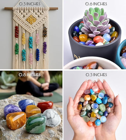Polished Healing Crystal Stones Set, 36 Different Natural Gemstone Types, 2.5 lbs of 0.8" Tumbled Decorative Rocks Collection for Chakra, Meditation, Reiki, Energy Work, Crafts, Gifts