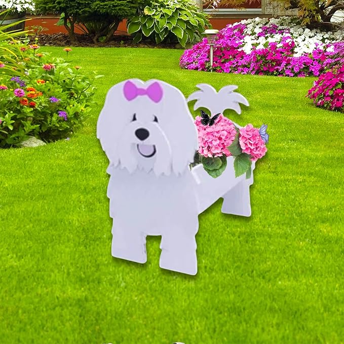 Cotton Veil Dog Planter Plant Pots,Cute Dog Flower Planter,Gifts for Pet Lovers,Unique Animal Plant Pots,Office,Indoor Outdoor Garden Decor(9.45 * 9.02 * 13.39in)