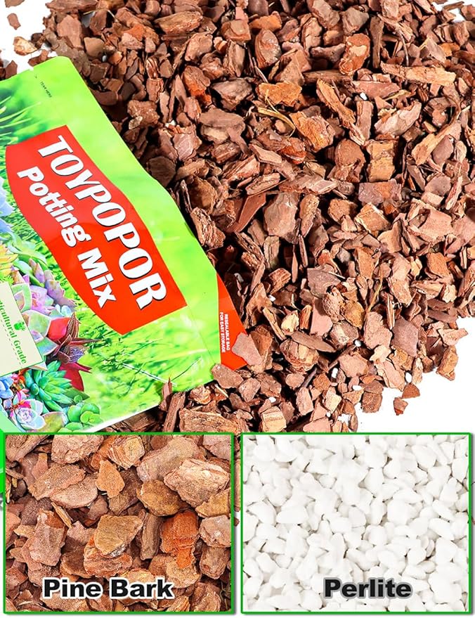 TOYPOPOR Orchid Potting Mix, (10 Quarts)Orchid Bark With Perlite, Potting Soil Medium for Plant Indoor, Pine Bark Wood Chip for Houseplant Fast Drainage, Water Retention, Air Flow and Root Ventilation