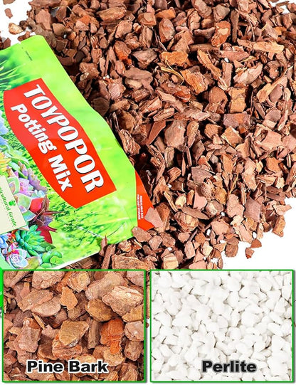TOYPOPOR Orchid Potting Mix, (10 Quarts)Orchid Bark With Perlite, Potting Soil Medium for Plant Indoor, Pine Bark Wood Chip for Houseplant Fast Drainage, Water Retention, Air Flow and Root Ventilation