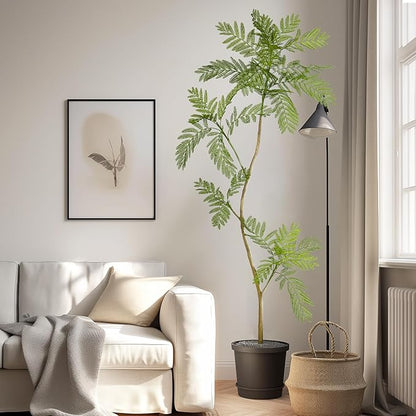 5.7FT Artificial Tree Fake Jacaranda Tree,Faux Tall Tree Lifelike Green Leaves Large Plants Indoor Fake Trees for Home Decor