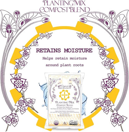 Organic Mechanics Planting Mix Compost Blend, 1 Cu Ft - Revitalizes Garden Soil with Compost, Pine Bark, Coconut Coir, and Worm Castings for Raised Beds, Gardens & More - Peat-Free & Eco-Friendly