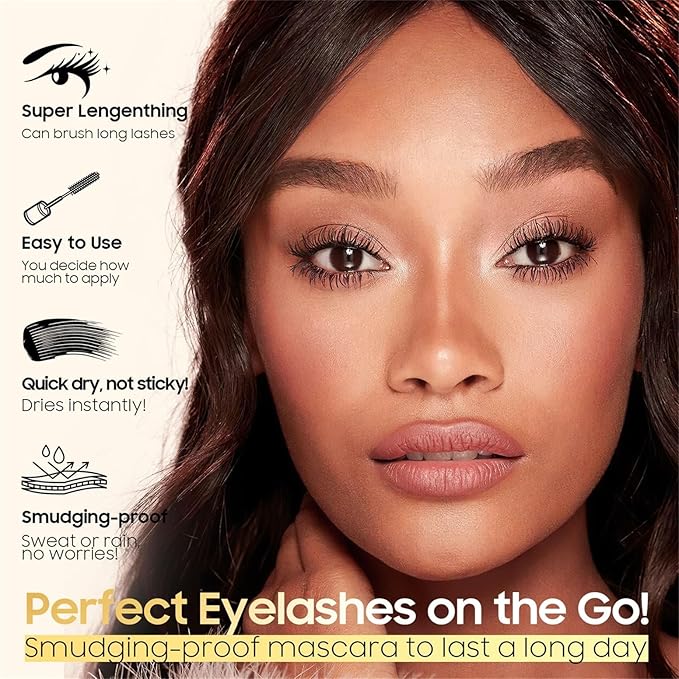 New Liquid Mascara Black, Lash Extensions and Waterproof Mascara Volumizing & Lengthening, Curling Eyelashes and Fast Dry, Exquisitely Full, Create Charming Eye Makeup