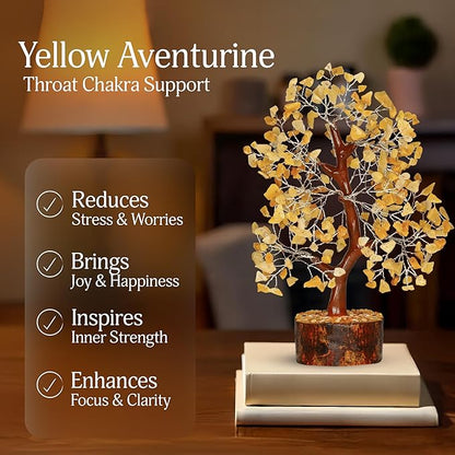 YATSKIA Yellow Aventurine - Crystal Tree, Yellow Crystal, Gem Tree, Chakra Tree, Artificial Trees, Crystal Tree for Positive Energy, Holistic Gifts for Women, Tree for Home Decoration