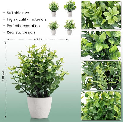 2 Pack Fake Plants Ceramic Mini Artificial Greenery Potted Plants for Home Decor Office Decor Room Decor Farmhouse Decor Indoor Table Bathroom Decor