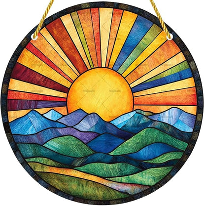 Acrylic Stained Window Hanging Sunshines Acrylic Decoration for Indoor Outdoor Home Bar Office Garden Plastic Ornament Decor 8x8 Inch
