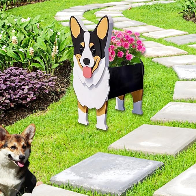 Concepts Welsh Corgi Dog Planter Plant Pots,Cute Dog Flower Planter,Gifts for Pet Lovers,Unique Animal Plant Pots,Office,Indoor Outdoor Garden Decor(9.45 * 5.51 * 13.35in)