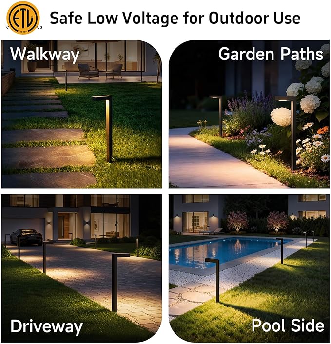 Gardenreet Low Voltage Landscape Sidewalk Lighting, Solid Brass Pathlights, LED Driveway Light Waterproof, Hat Shaped 12V Wired Bronze for Walkway Entrance Garden with G4 Bulb (12 Pack)