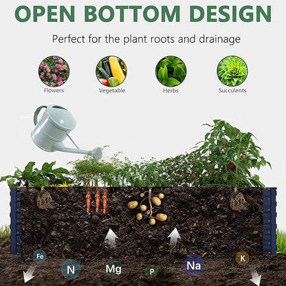 FOOWIN 2pcs 8x4x2ft Galvanized Raised Garden Bed, Planter Raised Garden Boxes Outdoor, Large Metal Raised Beds for Gardening, Garden Bed for Vegetables, Flowers, Herb, Royal Blue