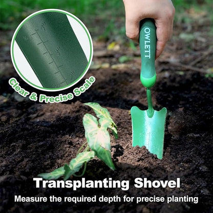 Garden Trowel with Measurements, High-Hardness Small Hand Shovel with Soft Ergonomic Handle, Rustproof Potting Trowel Gardening Hand Tools for Digging, Planting, Transplanting, Weeding