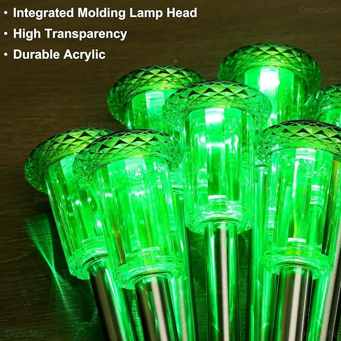 DenicMic Solar Lights Outdoor 10 Pack Green LED Waterproof Yard Garden Patio Backyard Pathway Walkway Landscape Lawn Outside Solar Christmas Lights Outdoor
