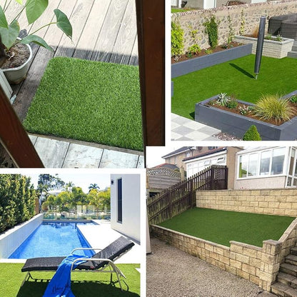 Artificial Grass Turf 8FTX81FT,1,38inch 4 Tone Realistic Synthetic Thick Fake Faux Grass Rug Astroturf Carpet Landscape for Dogs Indoor Outdoor Garden Lawn Mat, with Drainage Holes