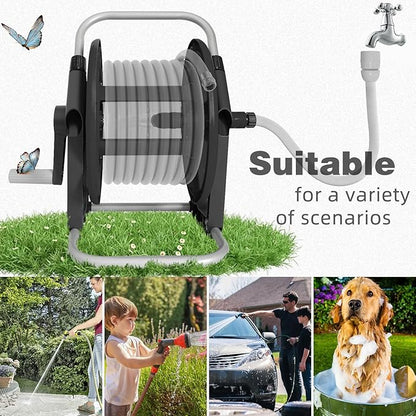Garden Water Hose Reel Cart,Holds 50-60 Ft of 5/8 Inch Hose, Portable Hose Pipe Holder for Outside