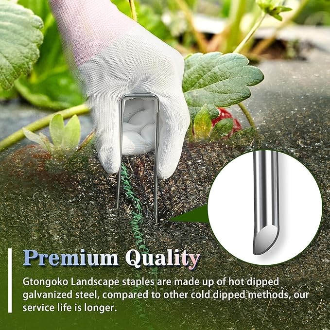 Gtongoko 120 Pack Galvanized Landscape Staples Plant Cover Stakes 6 Inch 11 Gauge Lawn Staples Fence Stakes Ground Stakes for Landscaping Securing Weed Barrier Fabric, Decoration