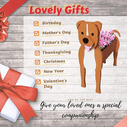 Staffordshire Bull Dog Planter Plant Pots,Cute Dog Flower Planter,Gifts for Pet Lovers,Unique Animal Plant Pots,Office,Indoor Outdoor Garden Decor(9.45in*5.79 * 13.39in)