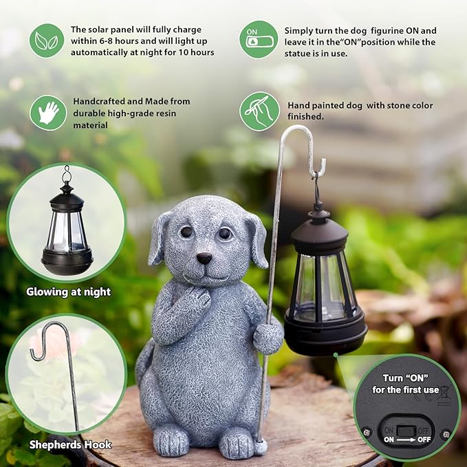 Qeeman Garden Decor Statues: Mothers Day Birthday for Mom Grandma Women Sister Wife Lady Lover - Front Patio Balcony Yard Art Lawn Ornaments Porch Outdoor Outside Decorations (Dog)