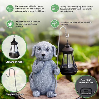 Qeeman Garden Decor Statues: Mothers Day Birthday for Mom Grandma Women Sister Wife Lady Lover - Front Patio Balcony Yard Art Lawn Ornaments Porch Outdoor Outside Decorations (Dog)