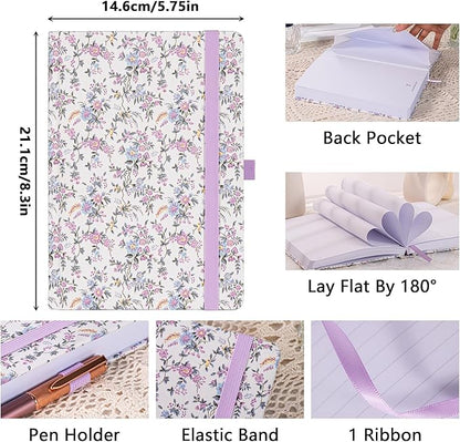 TIEFOSSI Lined Journal Notebook for Women, A5 College Ruled Notebook for Writing, 316 Numbered Pages Thick Paper, Daily Journal, for Work Home School, Note Taking, Business, 8.4 X 5.8 In