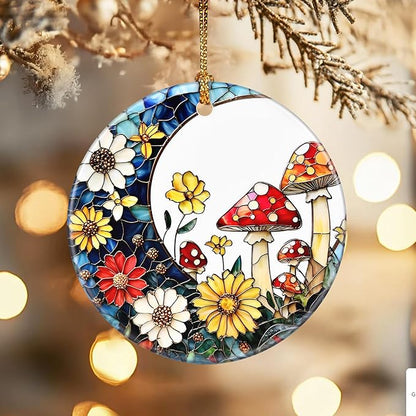 Christmas Ornaments, Dodosky 2.8in Ceramic Mushroom Ornament, Xmas Decor, Christmas Tree Ornaments, Xmas Decorations for Tree, Holiday Ornament, Gifts for Mushroom Lovers, Gifts for Women
