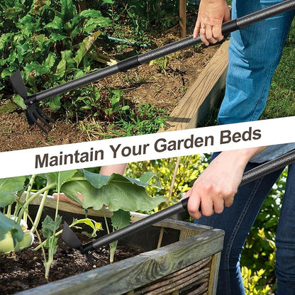 COCONUT Hoe Garden Tool, 60 Inch Garden Hoe Long Handle for Weeding, Hoe Cultivator 2 in 1 Hand Garden Tools for Gardening Planting