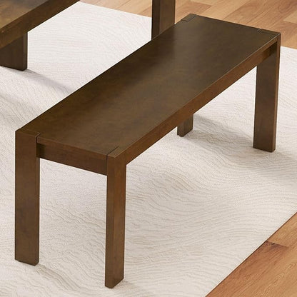 LukeAlon Solid Wood Dining Bench, 47.25" Brown Farmhouse Entryway Bench, Narrow Rustic Long Bench for Hallway Kitchen Dining Room Bedroom Living Room