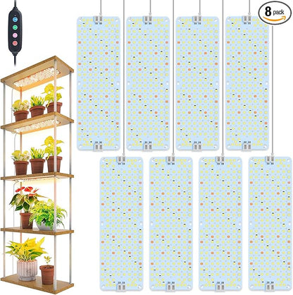8-Pack Panel Grow Lights for Indoor Plants, FECiDA 2026 LED Plant Grow Light for Under Cabinet Plants, Full Spectrum Growing Lamp with 4,8,12,16,20 Hr Timer, Free Linking