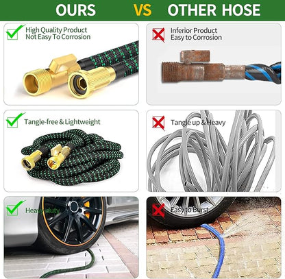200 ft Garden Expandable Hoses - New Upgrated 2025 Flexible Water Hose - Kink-less Car Wash Pipes with Solid Brass Connector, Leakproof Lightweight Expanding Hoses for Yard,Outdoor