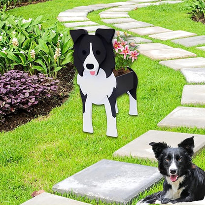 Border Collie Dog Planter Plant Pots,Cute Dog Flower Planter,Gifts for Pet Lovers,Unique Animal Plant Pots,Office,Indoor Outdoor Garden Decor