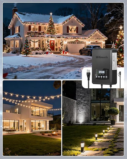 400W Low Voltage Landscape Transformer, Weatherproof Outdoor Low Voltage Transformer, 120V AC to 12/14V AC Landscape Lighting Transformer with Timer and Photocell Sensor, ETL Listed D13LT06N1