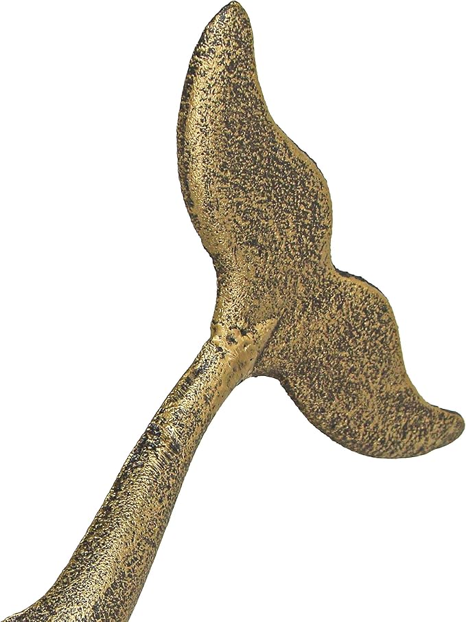 Bronze Finish Cast Iron Whale Tail Decorative Garden Hose Holder Wall Mounted Hook - Easy Install - Home Storage - Outdoor Nautical Decor - 10.5 Inches High
