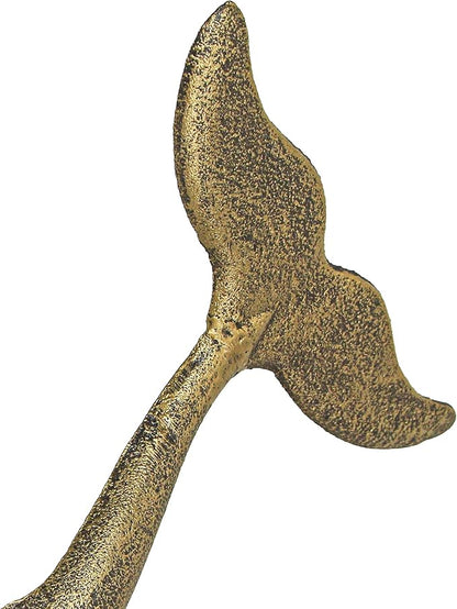 Bronze Finish Cast Iron Whale Tail Decorative Garden Hose Holder Wall Mounted Hook - Easy Install - Home Storage - Outdoor Nautical Decor - 10.5 Inches High