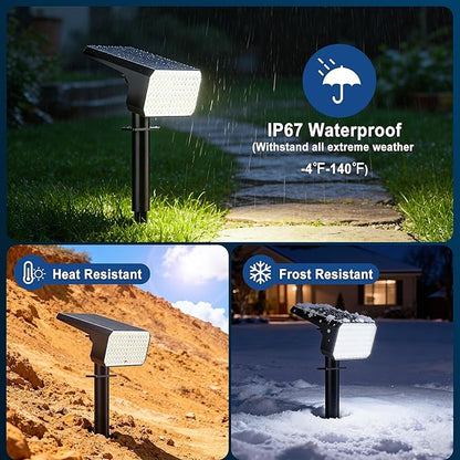 LANSOW Solar Spot Lights Outdoor Waterproof IP67, (12 Pack/90 LED/4 Modes) Solar Landscape Spotlights, 2-in-1 Solar Powered Flood Lights for Yard Garden Pathway Outside Tree, Auto ON/Off(Cool White)