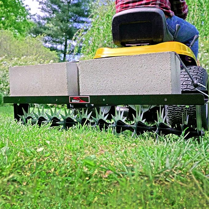 Brinly SA2-40BH-P Tow Behind Spike Aerator with Double Tow Bar, 40" - Textured Black