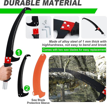 Manual pole saw,Tree Trimmer, Pole Pruning Saw, Pole Saws for Tree Trimming, Gardening Tools Pruner Hand Pole Saw For Yard(Green 26FT)