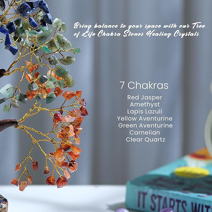 PYOR 7 Chakra Tree of Life Crystal Tree – Spiritual Healing Crystals & Stones | Housewarming Gift for New Home | Birthday Gift for Women | Home Decor Office Decor