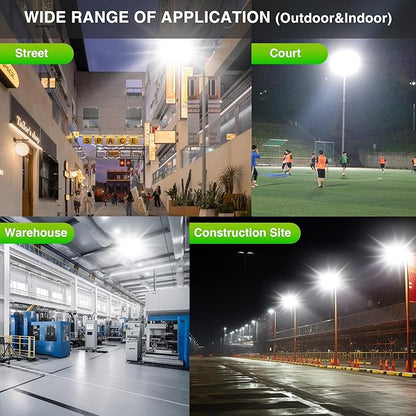 STASUN 2 Pack LED Flood Lights Outdoor, Max Series 600W 60000lm 6000K Daylight IP66 Waterproof, Commercial Parking Lot Lights, 3 Heads for Yard Street Stadium Outdoor Area Floodlight Security Light