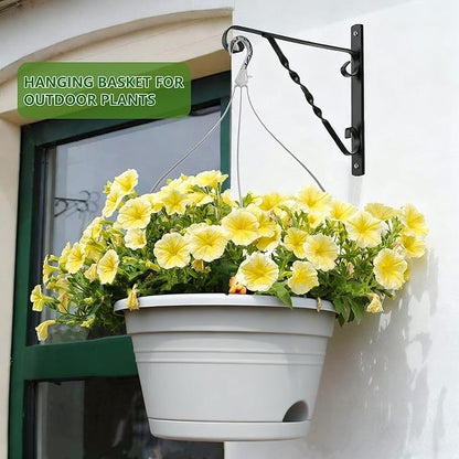 4 Pack Hanging Planters, 10 Inch Hanging Plant Pot with Hanger Chain & Drainage Trays, Hanging Baskets for Plants Outdoor Indoor, Flowers Pots for Home, Garden, Porch Decor (Grey)