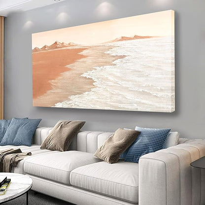 Belmrxne Large Coastal Wall Art White Wave Wall Decor Aesthetic Landscape Canvas Painting Hanging Artwork for Living Room Bedroom Dining Room Office Home Decor 30x60 Inch