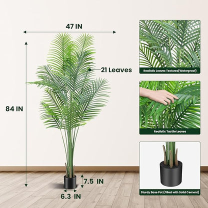 ANTING 7FT 1Pack Areca Palm Artificial Plants - Large Fake Plant for Home Decor - Tall Silk Plants Indoor - Lifelike Greenery for Any Room Decor