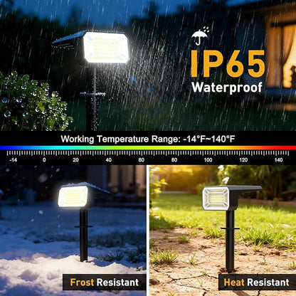 Solar Spot Lights Outdoor Waterproof IP65, [8 Pack/100 LED/4 Modes] 2-in-1 Solar Landscape Spotlights, Auto On/Off High Lumens Spot Lights for Yard Garden Pathway(Cool White)